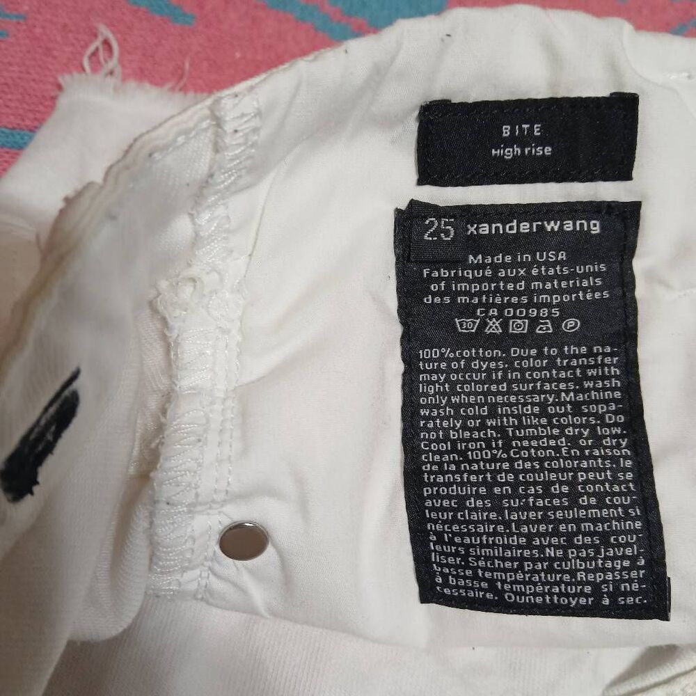 Alexander wang womens size 25 hi waist bite cut jeans shorts white frayed - Picture 8 of 8